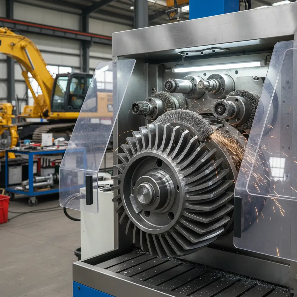 Brush Deburring Machines For Construction Machinery Power Parts Grinding Solutions