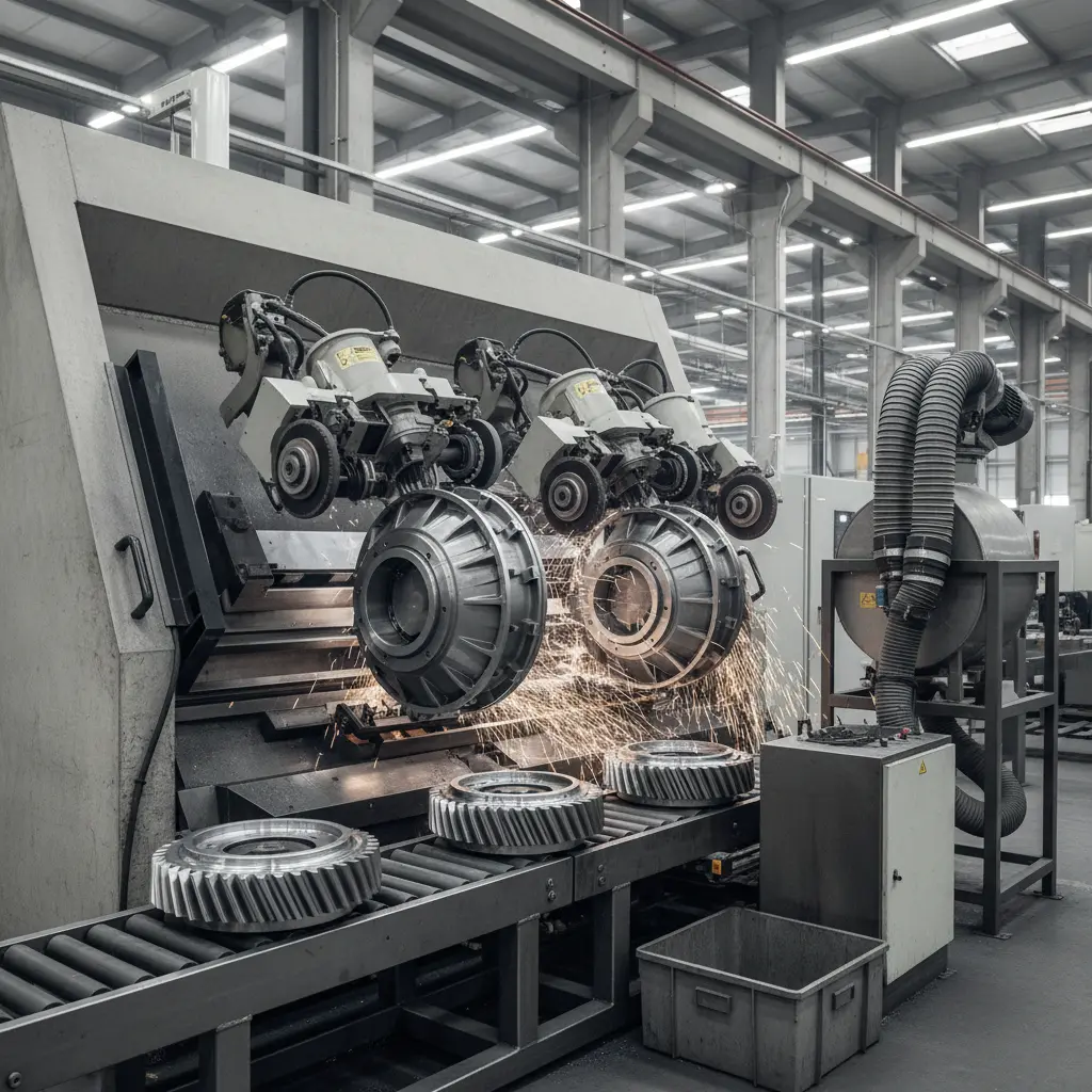 Transmission Housings Deburring Machine For Construction Machinery Power Parts Grinding Solutions