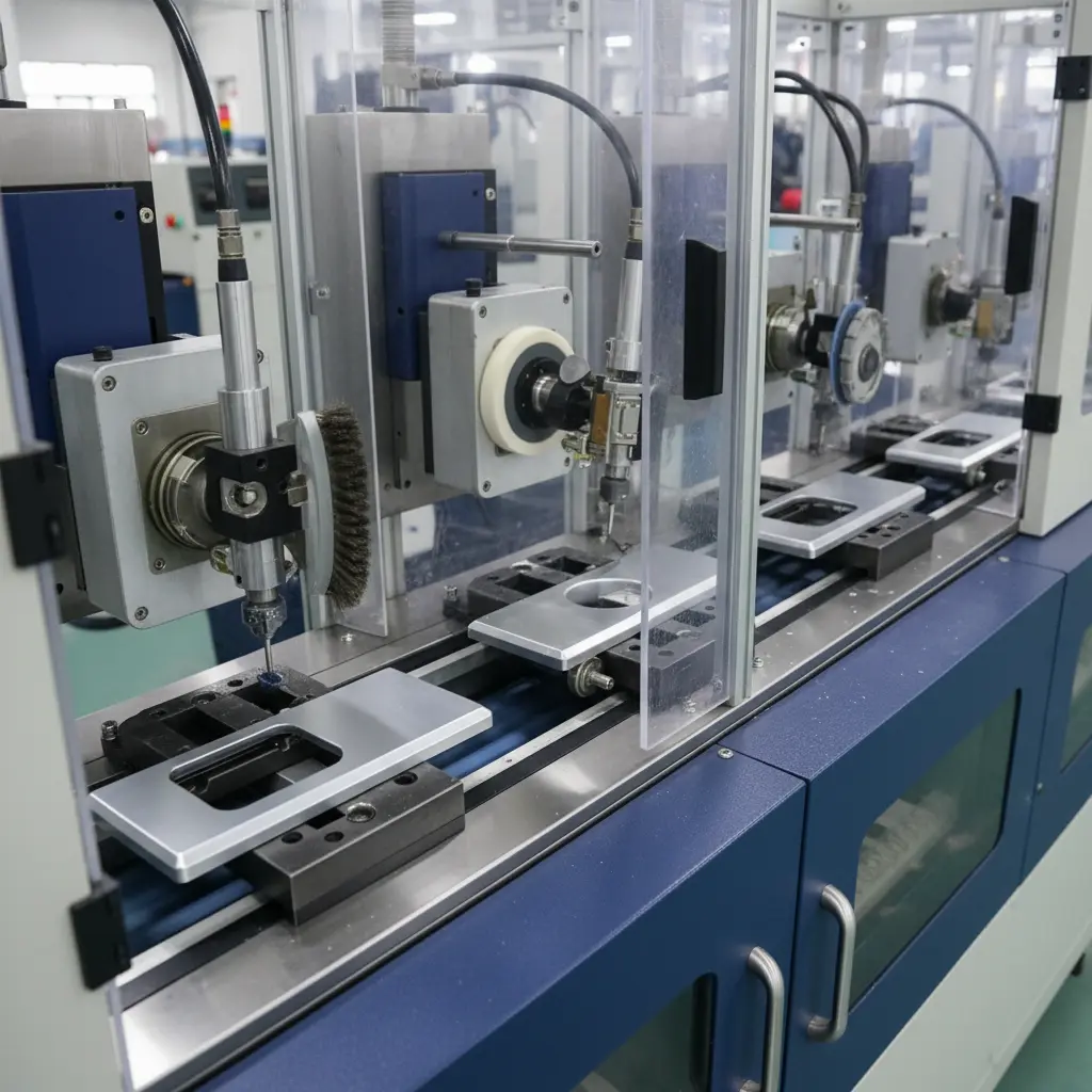 Transmission Housings Deburring Machine For Smart Door Lock Security Panel Grinding Polishing Solutions